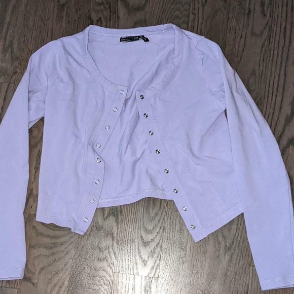 ASOS petite size 00 pastel purple long sleeve cardigan with button detail - Picture 3 of 3